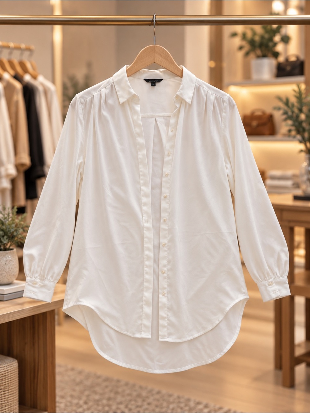 Express White Longline Button-Down Shirt
